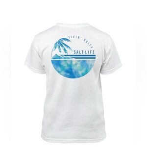 Salt Life Girls' White Fade Out Short-Sleeve Shirt NWT S